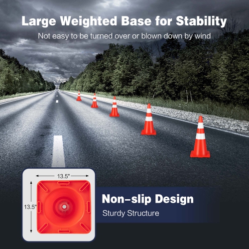 Costway 8 Pack Traffic Safety Cones 28" Parking Cones with Reflective Collars Safety Vest