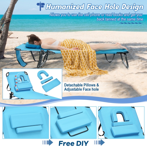 Chaise longue de Costway Beach avec coussins pour face et dossier réglable à 5 positions