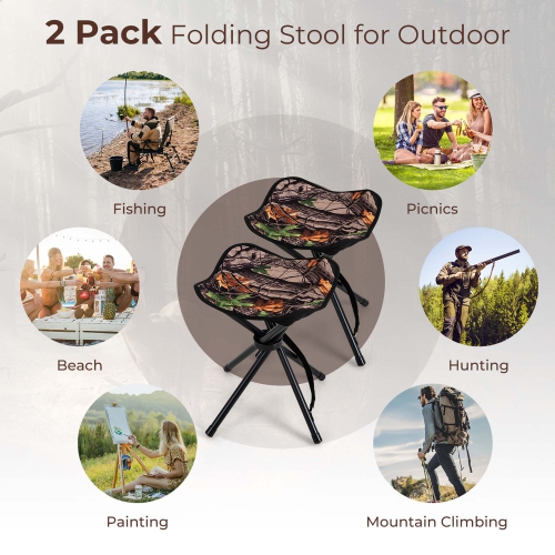 Costway 2 Pack Folding Hunting Stool Lightweight Foldable Outdoor Stool Seat