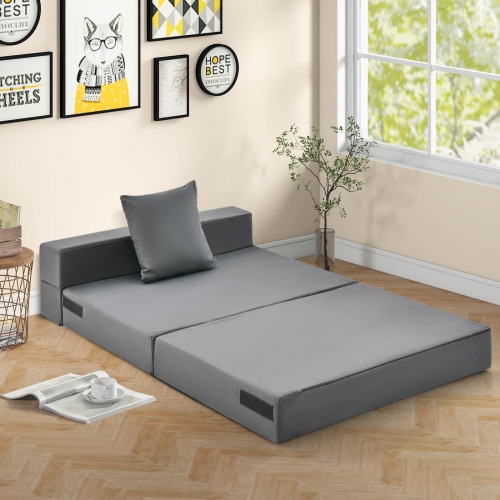 Matelas pliant de Costway avec oreiller 6 pouces canapé-lit à trois volets avec mousse haute densité