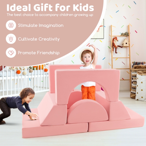 Costway Kids Modular Play Sofa 8 PCS with Detachable Cover for Playroom & Bedroom Indoor