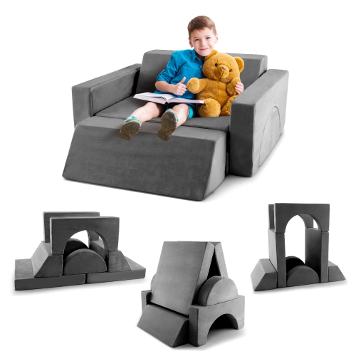 Ensemble 8 pièces avec canapé modulaire pour enfants de Costway avec housse amovible pour la salle de jeu et la chambre à coucher