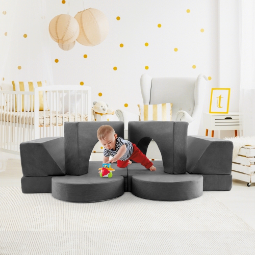 Ensemble 8 pièces avec canapé modulaire pour enfants de Costway avec housse amovible pour la salle de jeu et la chambre à coucher