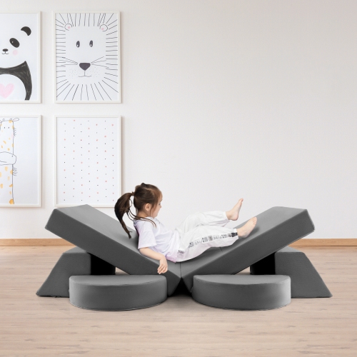 Ensemble 8 pièces avec canapé modulaire pour enfants de Costway avec housse amovible pour la salle de jeu et la chambre à coucher