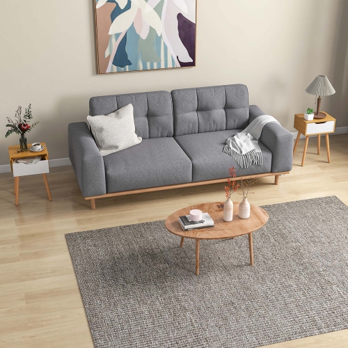 Table de chevet À 2pcs tables de chevet avec tiroir de rangement pour sofa et pattes en bois massif de Costway