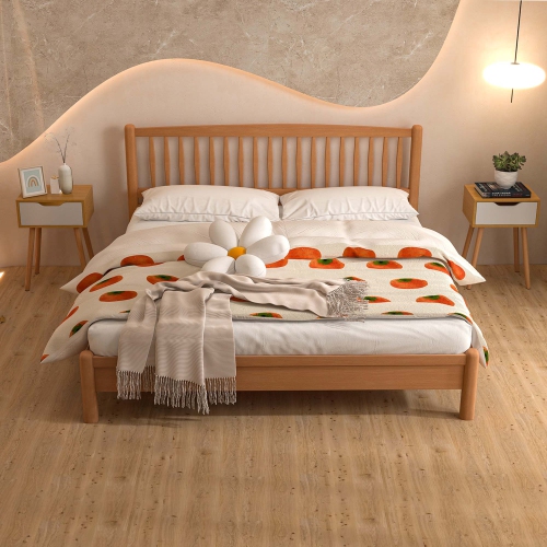 Table de chevet À 2pcs tables de chevet avec tiroir de rangement pour sofa et pattes en bois massif de Costway