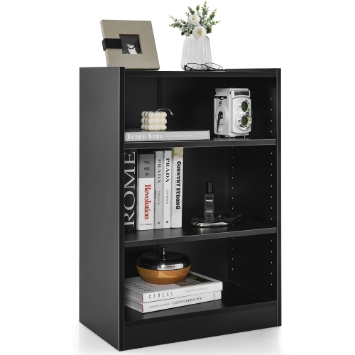 COSTWAY  3-Tier Bookcase Open Multipurpose Display Rack Cabinet With Adjustable Shelves