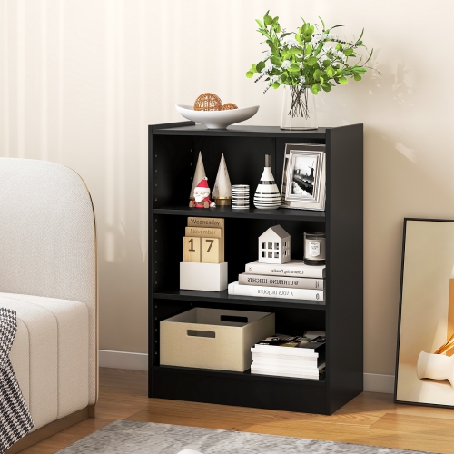 Costway 3-Tier Bookcase Open Multipurpose Display Rack Cabinet with Adjustable Shelves