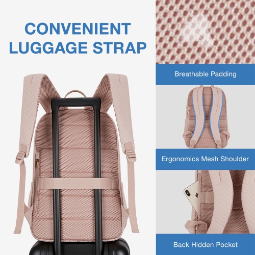 Bagsmart Bonchemin 15.6 inch Laptop Backpacks Bonchemin Pink