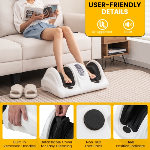 Costway Shiatsu Foot Massager Kneading and Rolling Leg Ankle with Remote Control White