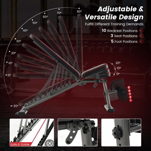 Banc d'exercice robuste de qualité commerciale de SuperFit avec banc d'exercice ajustable 660 lb