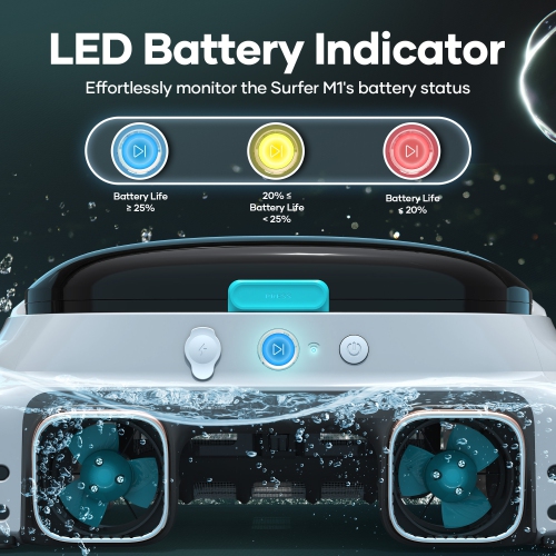 Robot nettoyeur d'écumoire de piscine automatique à énergie solaire Aiper de Surfer M1 , durée de vie 12 heures, contrôle par application, détection