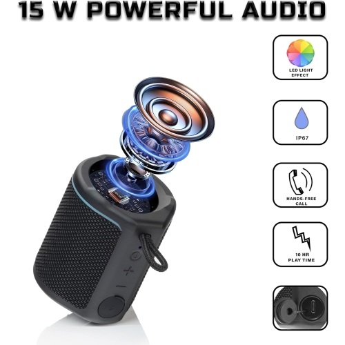 The Sharp Crystal Clear Series Portable Bluetooth Speaker-Black