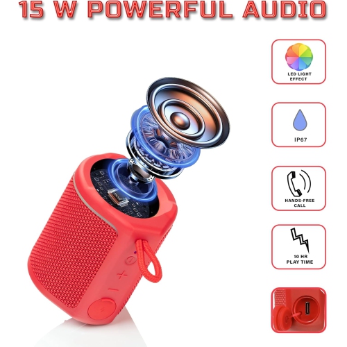 The Sharp Crystal Clear Series Portable Bluetooth Speaker-Red