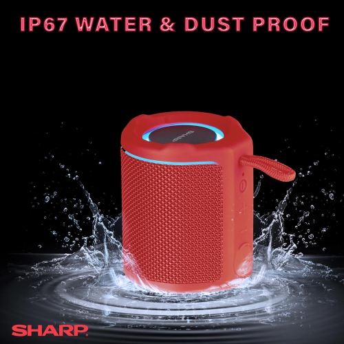 The Sharp Crystal Clear Series Portable Bluetooth Speaker-Red