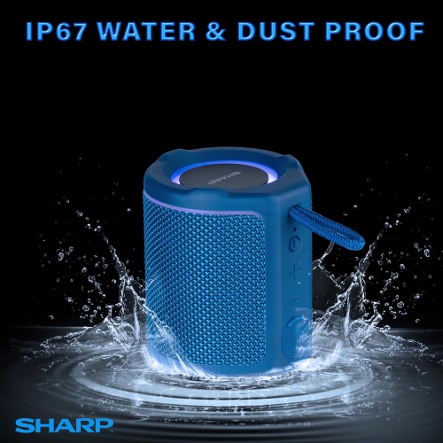 The Sharp Crystal Clear Series Portable Bluetooth Speaker-Blue