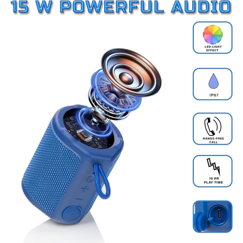 The Sharp Crystal Clear Series Portable Bluetooth Speaker-Blue