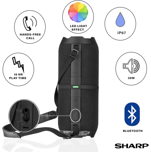 The Sharp Crystal Clear Series Bluetooth Speaker-Black
