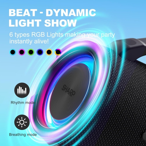 Sharp Waterproof Bluetooth Speaker with DSP Technology-Black