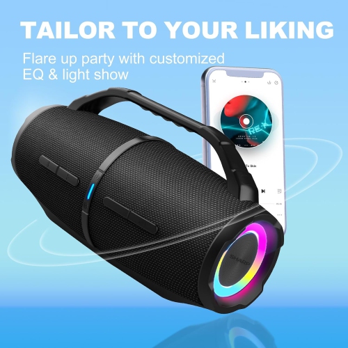 Sharp Waterproof Bluetooth Speaker with DSP Technology-Black