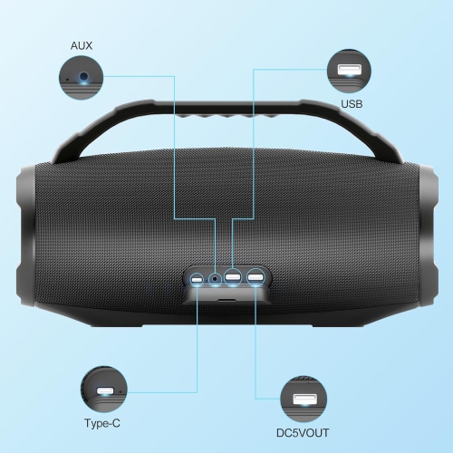 Sharp Waterproof Bluetooth Speaker with DSP Technology-Black