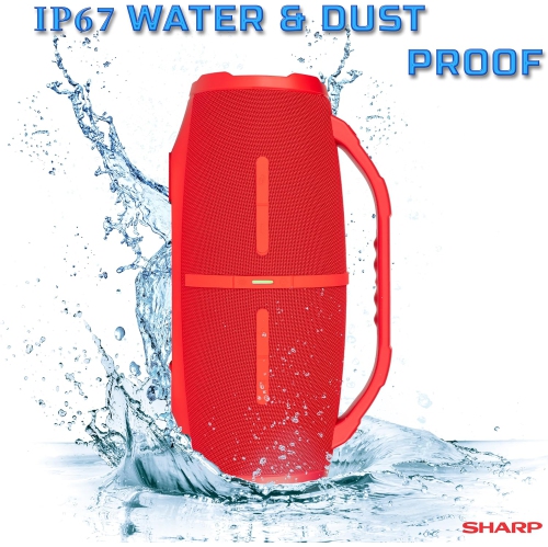 Sharp Waterproof Bluetooth Speaker with DSP Technology-Red