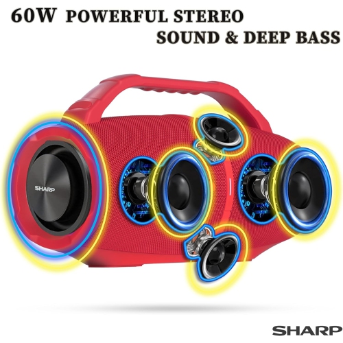 Sharp Waterproof Bluetooth Speaker with DSP Technology-Red