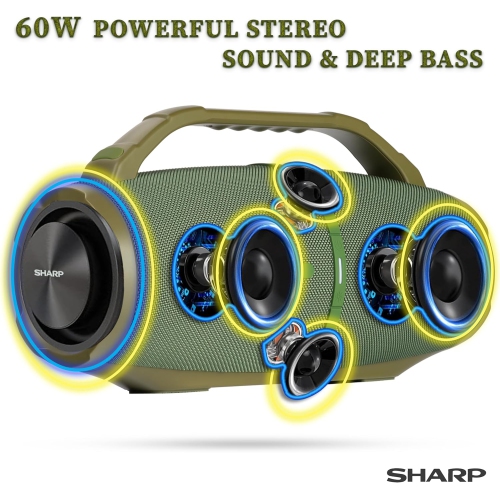 Sharp Waterproof Bluetooth Speaker with DSP Technology-Green