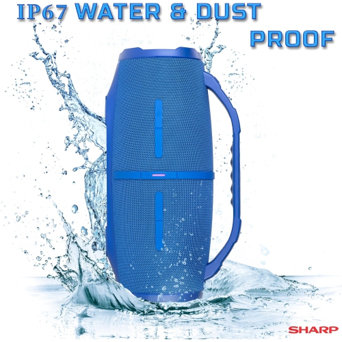 Sharp Waterproof Bluetooth Speaker with DSP Technology-Blue