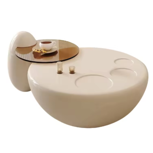 LivinVeluris Cat-Paw Coffee Table - Pearl White