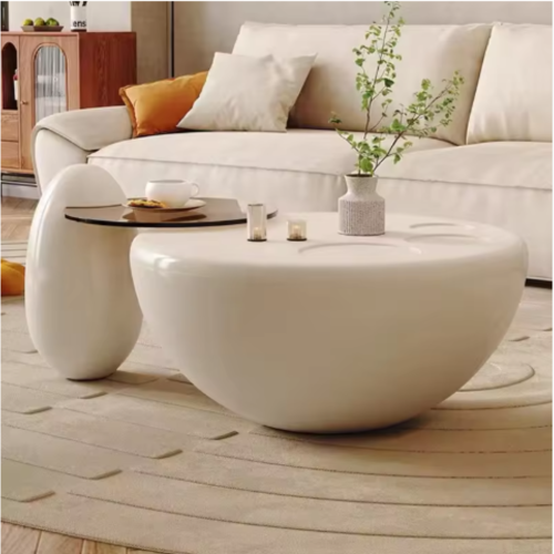 LivinVeluris Cat-Paw Coffee Table - Pearl White