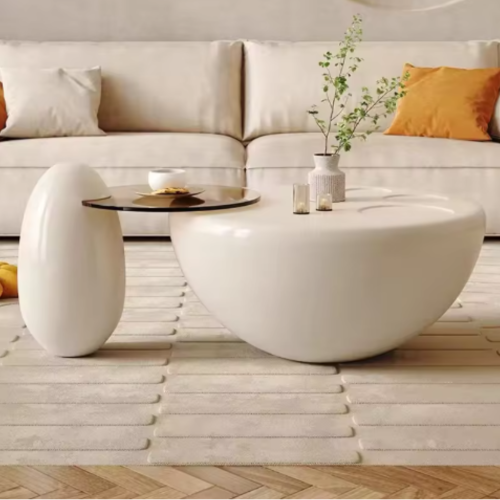 LivinVeluris Cat-Paw Coffee Table - Pearl White