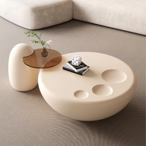 LivinVeluris Cat-Paw Coffee Table - Pearl White