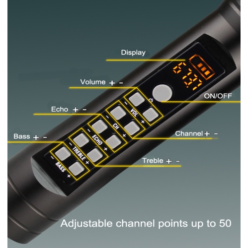 PEAK Karaoke Platinum Wireless Singing Microphones - Rechargeable with LEDs, Black Metallic Casing PK-MIC-003