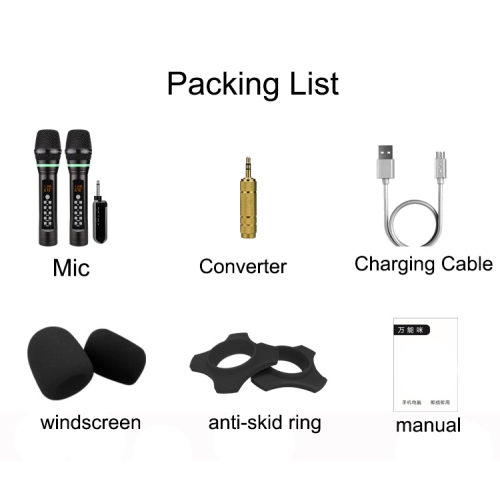 PEAK Karaoke Platinum Wireless Singing Microphones - Rechargeable with LEDs, Black Metallic Casing PK-MIC-003