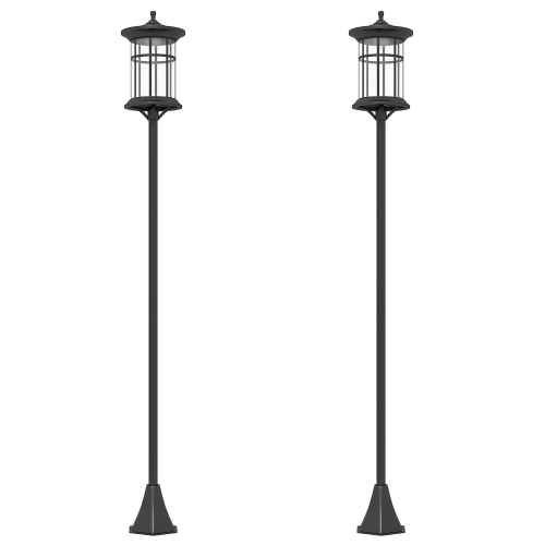 OUTSUNNY  " Solar Lamp Post Light, 72"" Led Outdoor Street Light, Waterproof Ip44 for Patio, Garden, Backyard, Pathway, Cool White, 2 Pack"