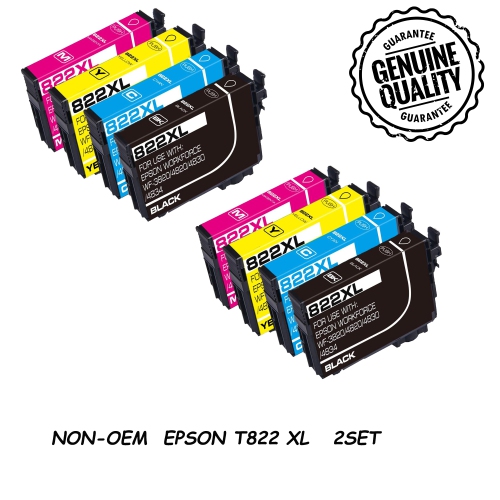 [New Chip] 2Set Compatible Ink Cartridge Replacement for Epson T822 822XL to use with WorkForce Pro WF-3820 WF-3823 WF-4820 WF-4830 WF-4833 WF-4834