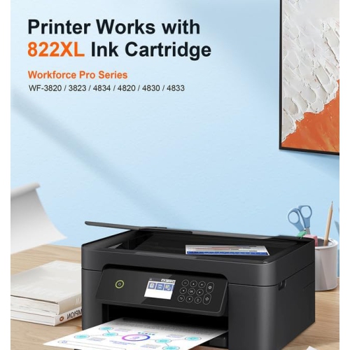 [Nouvelle puce] 2Set Cartouche d'encre de rechange compatible pour Epson T822 822XL à utiliser avec l'imprimante WorkForce Pro WF-3820 WF-3823