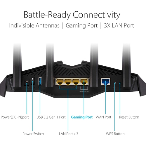 Refurbished - ASUS RT-AX82U (AX5400) Dual Band WiFi 6 Extendable Gaming Router, Gaming Port, Mobile Game Mode, Aura RGB, PS5 Compatible
