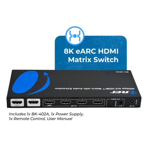 OREI 4x2 HDMI Matrix With Audio Extraction
