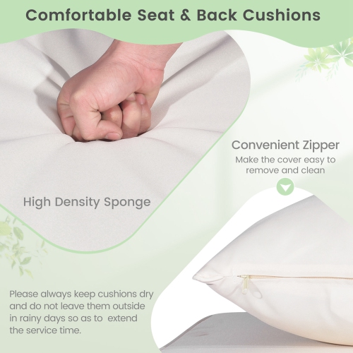 Costway Patio Swing Chair 2-Person Hanging Seat Outdoor Wicker Loveseat Cushioned Porch