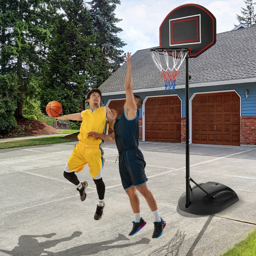 Système de basketball portatif réglable 5,5-7,5FT de Costway avec panneau incassable
