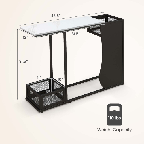 Table console de 43,5 po avec surface en faux marbre et 2 compartiments de rangement pour entrée de Costway