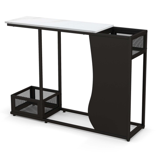 Table console de 43,5 po avec surface en faux marbre et 2 compartiments de rangement pour entrée de Costway