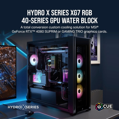Corsair Hydro X Series XG7 RGB 4080 SUPRIM/Trio GPU Water Block - for MSI GeForce RTX™ 4080 SUPRIM and Gaming Trio Cards