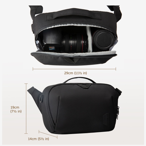Bagsmart SLR DSLR Camera Sling Bag Purse Crossbody Bag Black