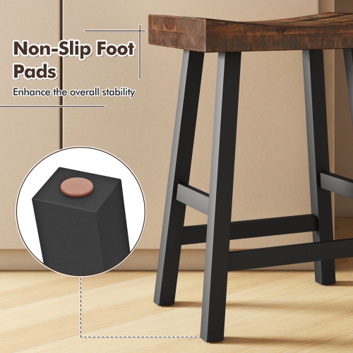 Gymax 24 Inch Bar Stools Set of 4 Counter Height Barstools w/ Saddle Seat