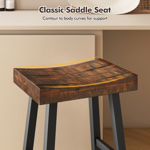 Gymax 24 Inch Bar Stools Set of 4 Counter Height Barstools w/ Saddle Seat