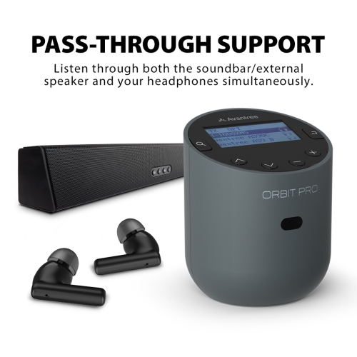 Avantree Orbit Pro - Bluetooth Audio Transmitter & Receiver for TV with 5.1 Surround Sound Passthrough, Remote Control, No Lip-Sync Delay, LCD Screen