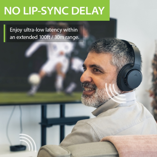 Avantree Ensemble - Wireless Headphones for TV Watching with Charging Dock, Easy Setup & Comfortable Fit for Seniors, 35hrs Playtime Bluetooth